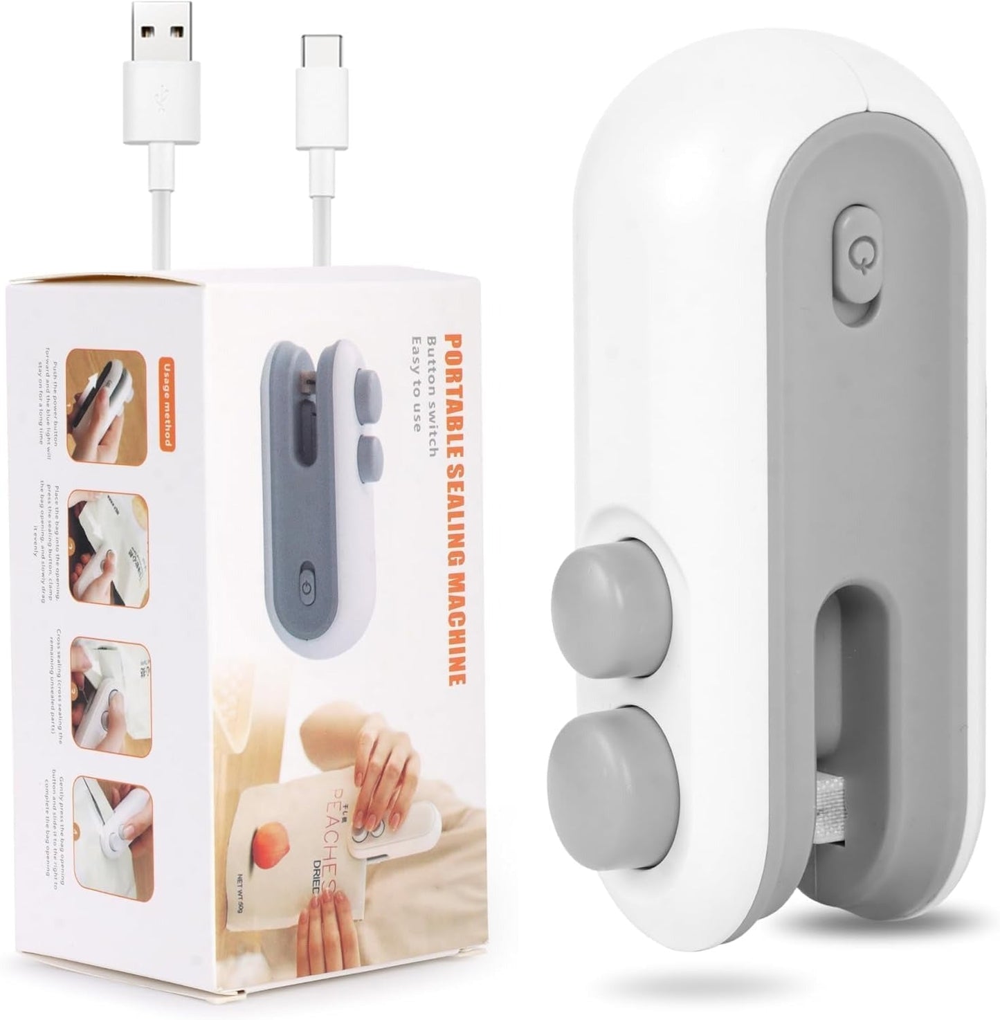 Mini Seal Machine, 2 in 1 USB Rechargeable Magnetic Heat Sealing & Cutting, Portable Handheld Vacuum Sealer for Food, Snacks, Chips, Fresh Storage, Plastic Bags Sealing Machine