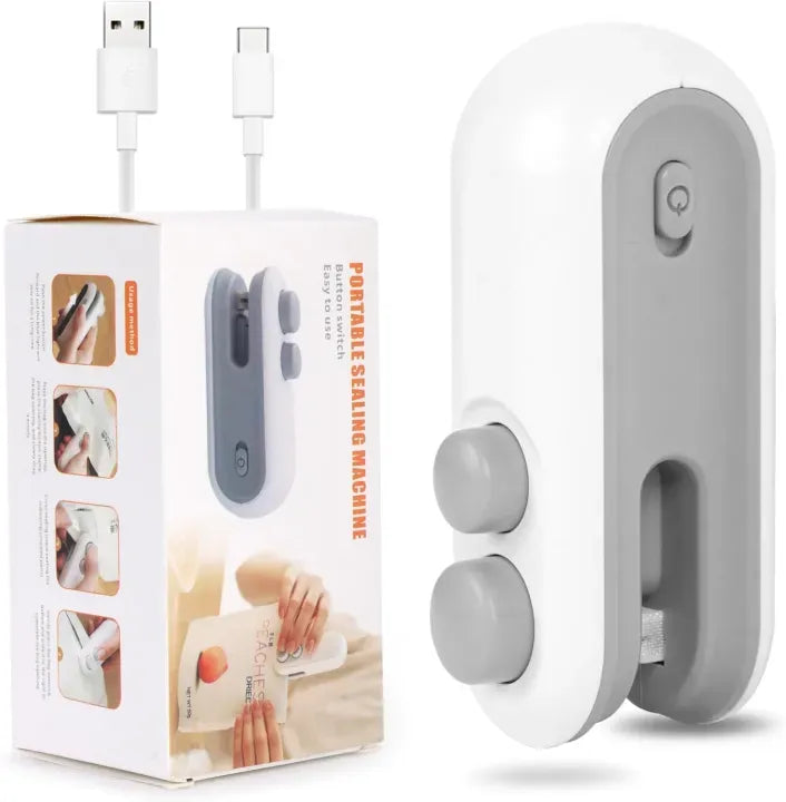 Mini Seal Machine, 2 in 1 USB Rechargeable Magnetic Heat Sealing & Cutting, Portable Handheld Vacuum Sealer for Food, Snacks, Chips, Fresh Storage, Plastic Bags Sealing Machine
